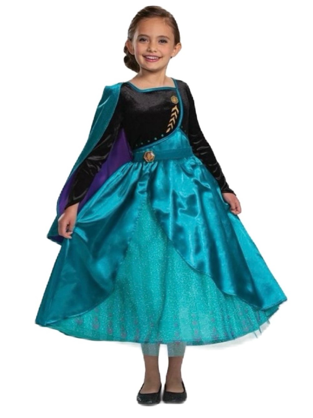Disney's Queen Anna Frozen in Teal, Black & Purple Princess Dress Up Girls S